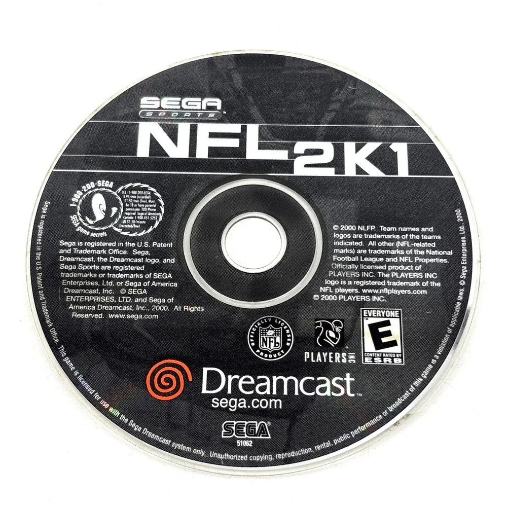 NFL 2K1  Sega Dreamcast Football Game 2000 Jewel‎ Case